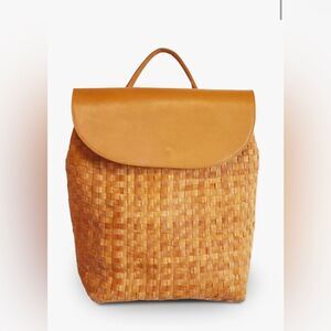 ABLE Elsa Basketweave leather Backpack in Cognac. New